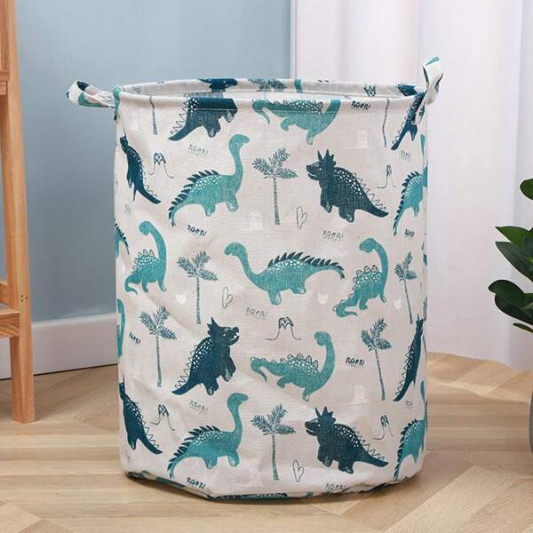 Panier de linge pliable adorable au thème des dinosaures - Tissu durable, idéal pour le rangement des vêtements et des jouets, parfait pour la décoration de la salle de bain et de la chambre, élément essentiel de l'organisation de la maison, paniers d'étagère
