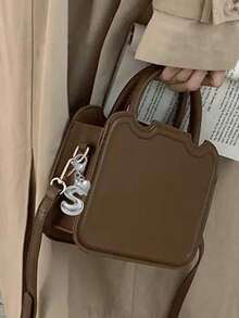 1pc Silver Bubble Letter Cute Necklace Pendant, Bag Charm - Includes Shiny Crystal Pendant & Gold Heart Pendant, Letters A-Z, Alloy Bag/Backpack Hanging Decoration - Perfect Gift For Birthday & Special Occasions, Keychain, Wallet & Purse Accessory For Women & Girls - Silver - View 5