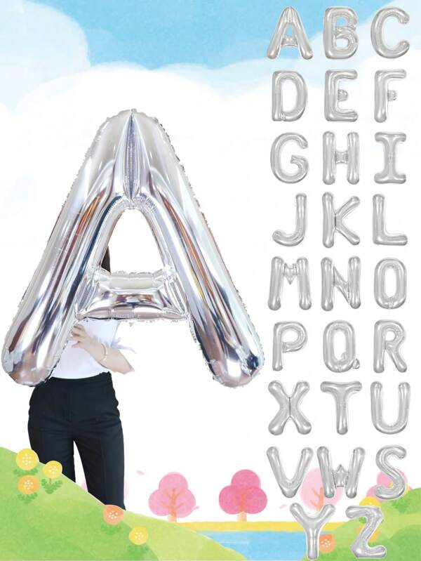 1 balão metalizado prateado de 16 polegadas/40 cm com letras A-Z, adequado para decoração de aniversário, casamento, aniversário de casamento e chá de panela