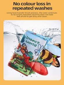 Libros de tela a prueba de roturas con temática Montessori para bebés y niños pequeños, libro de tela cognitivo de 6 páginas para educación de la primera infancia, libro de aprendizaje interactivo lavable, regalo de Navidad para niños, libros para bebés, libros, juguetes para bebés - Multicolor - Ver 8