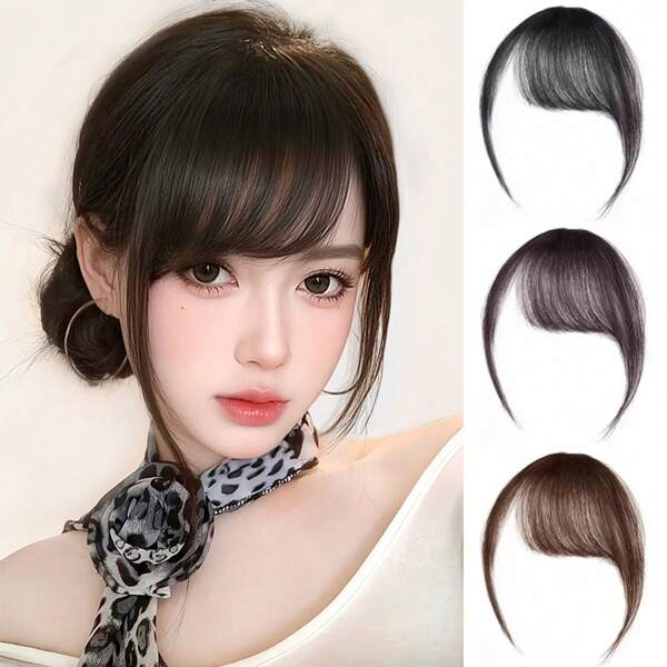 Perruque avec frange synthétique, épingle à cheveux du millénaire, frange oblique naturelle, frange artificielle sans couture, pièce de perruque fine pour la tête
