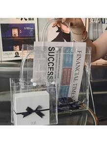 20pcs/Pack (20*20*8cm) Birthday Party Gift Bags, Transparent Reusable Waterproof Multipurpose Holiday Gift Tote Bags