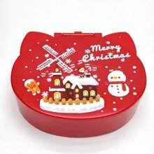 صندوق مجوهرات مطبوع عليه قطة بأذنين مع مرآة ، مناسب لتخزين وتعبئة المجوهرات والمستحضرات التجميلية ، صندوق هدايا عيد الميلاد الاحتفالي