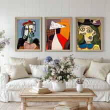 1 pieza/3 piezas Obra de arte de pared Pósteres con marco opcional Vintage Pop Arte del artista Pablo Picasso Arte clásico Impresión en lienzo Póster Estilo cubista Arte abstracto de personaje Pintura artística de pared Adecuado para decoración del hogar Sin marco/Con marco Lienzo Artístico - Multicolor - Ver 7