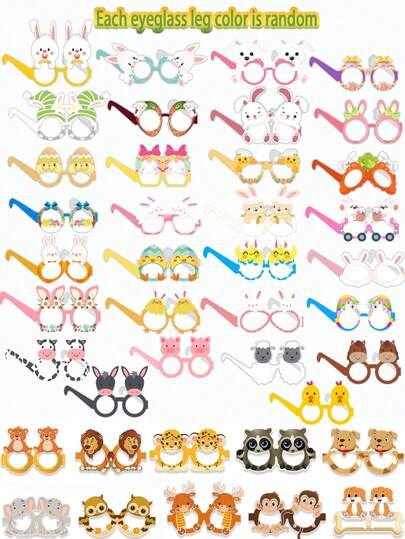 6-24pcs Animal-Shaped Paper Glasses, Suitable For Party Decorations, Photography Props, Birthday Party Decorations