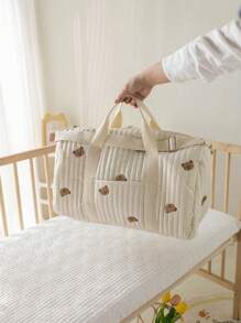 1 pezzo Borsa mamma personalizzata con ricamo a disegno di orsetto, borsa maternità e per bambini di grande capacità personalizzata con ricamo, borsa fasciatoio con motivo carino a cartoni animati, borsa a tracolla multifunzione alla moda per mamme, adatta per uso quotidiano e come regalo per famiglia, amici, neomamme, forniture scolastiche, di grande capacità, versatile, multifunzione, colorata, carina, adorabile, sobria, divertente, kawaii, stile Y2K, minimalista, per pendolarismo, casual business, basic, personalizzata, unica, regali ideali per lui, regali ideali per lei, per lei, famiglia, amici, fidanzata, per anniversari, per compleanni, per vacanze/viaggi, per attività all'aperto/uscite/viaggi/escursioni/stadio/sport/arrampicata, per lavoro/pendolarismo/ufficio