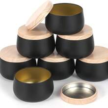 8 Peças Potes de Vela com Formato de Barriga Grande, Revestimento Preto e Estampa de Madeira de 4 Oz, Potes de Armazenamento DIY para Adultos, Potes de Vela Artesanais DIY, Lembrancinhas de Festa, Decorações de Quarto, Decoração Doméstica, Melhor Escolha para Iniciantes e Hobby, Perfeito para Presentes de Natal, Halloween, Páscoa, Ação de Graças e Dia dos Namorados.