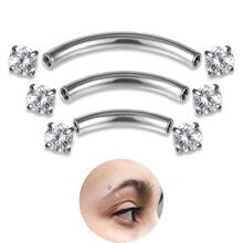 Set de 3 piezas de joyas para perforaciones de ceja, cartílago, labio y daith, de acero quirúrgico en formas de barras curvadas de 6mm, 8mm y 10mm, calibre 16G, para mujeres y hombres