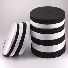 لفة (2-5) ياردة بالحزمة بحزام مرن منسوج بعرض 1.5/2/2.5/3/4/5 سم باللونين الأبيض والأسود، حزام مطاطي لخياطة الملابس والتفصيل وخياطة الألسنة والأشرطة