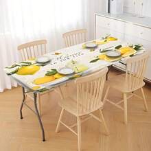 1pc Tablecloth With Elastic Edging, Lightweight & Washable, Fresh Lemon Yellow Plaid Design, Suitable For Home Gatherings, Outdoor Picnics, Theme Parties, Indoor/Outdoor Use - Multicolor - View 11