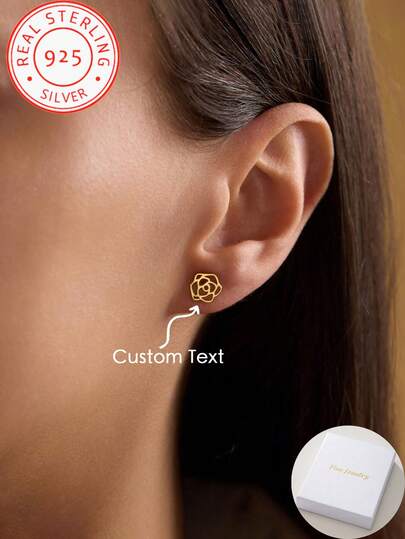 A 925 Silver Delicate And Romantic December Birth Flower Bouquet Custom Earrings, Can Customize Your Exclusive Birth Flower Jewelry Accessories, Delicate Romantic And Elegant Women's Jewelry Accessories, Give Her A Surprise Gift, Christmas, Halloween, Valentine's Day, Wedding Anniversary Perfect Gift!