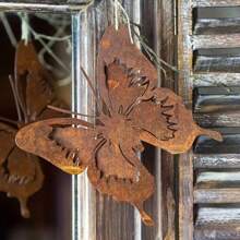1pc Rustic Metal Butterfly Wall Art - Classic Iron Craft Hanging Ornament For Patio, Yard & Outdoor Garden Decor, No Power Needed, Antique Rust Finish, Butterfly Decorations