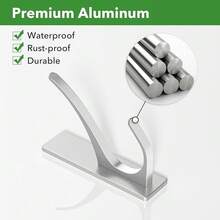 New Self-Adhive Coat Hooks For Hanging - Heavy Duty Stainls Double Wall Hook For Towel, Backpack, Hat, Sturdy Metal Hanger For Bathroom, Bedroom, Door, Wall Mounted, 4-Pack, Sier, New - Silver 4 Pack - 查看 7