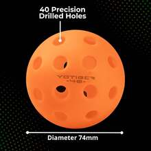 YOTIGER Pickleball Balls, 4 Pack | 12 Pack | 36 Pack - 40 Holes, High Visibility &Amp; Bounce, Durable For All Skill Levels - Orange - View 5