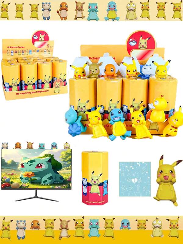 pokemon 1/12pcs Pokemon Back To School Blind Box - Cute Cartoon Characters, Suitable For Laptops, Computer Monitors, Cabinets, Beds, Headboards, Chairs, Bags, Suitcases, Equipped With Self-Adhesive Film, Easy To Stick And Use, The Film Can Be Torn Off Without Leaving Any Marks, Features - Can Be Given As An Ideal Gift For, A Must-Have In Summer, Suitable For Giving Or Using At Summer Parties, Birthday Parties, Christmas, Halloween, Thanksgiving Parties
