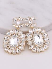 ACEHLN قرط معدني نحاسي بتصميم هندسي دقيق مرصع بالزركون، قلادة بتصميم هندسي دقيق محفورة يدويا