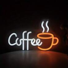 1 Coffee Cup LED Neon Light - USB Powered Wall Mounted Decoration, Suitable For Coffee Shops, Bars, Kitchens, And Homes - Warm Yellow Light, Comfortable Atmosphere, Plastic Material, Easy To Wall Mount, Coffee Bar Accessories