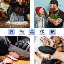 100Pcs 3.5Mil Black Disposable Nitrile Gloves+50pcs Disposable Black Mask, Water Resistant, Powder-Free, Latex-Free, Non-Sterile, Outdoor Food Household Cooking Cleaning Hair Nail Tattoo Salon - 黑色 - 查看 4