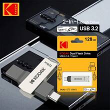 Kodak Type C Pendrive Métal Usb3.2 Flash Drive 128go 64go 32go K273 Double Usage 2 En 1 U-disque Landyard Pour Les Clés De Téléphone Portable Ordinateur Portable De Bureau