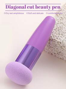 1Pc Foundation Makeup Sponge Blender With Handle, Multifunctional Beauty Mixing Tool Cosmetic Puff Mushroom Cosmetics Egg Puff Make Up Sponge Brush - Multicolor - View 1