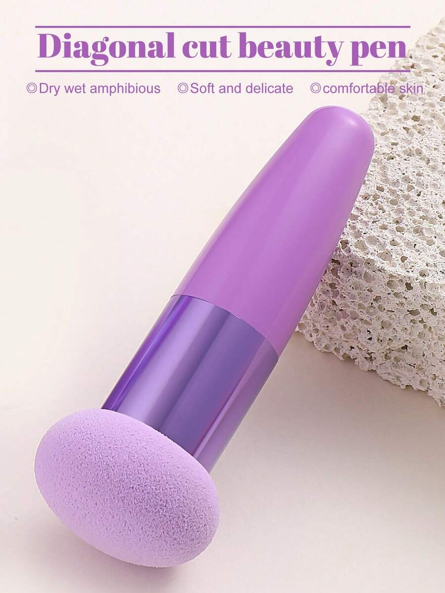 1Pc Foundation Makeup Sponge Blender With Handle, Multifunctional Beauty Mixing Tool Cosmetic Puff Mushroom Cosmetics Egg Puff Make Up Sponge Brush - Multicolor - View 1
