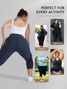 Women's Plus Size Capri Leggings High Waist Tummy Control, Stretchy Yoga Workout Pants (XL-5X) - Spandex Elastic Fit