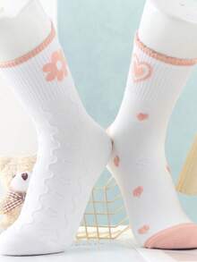 10 Pares De Calcetines Tobilleros Para Dama, Tines Juveniles Color Combinado y Diseño Cute Animado. - Multicolor - Ver 4