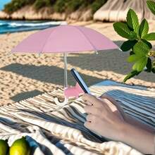 1 szt. Mini parasol z uniwersalnym stojakiem na przyssawkę w kształcie świni, odpowiedni do smartfonów, zewnętrzny antyodblaskowy daszek przeciwsłoneczny, wykonany z włókna poliestrowego, wodoodporny i chroniący przed słońcem, z antyrefleksyjną folią ochronną ekranu // Losowo zapakowany