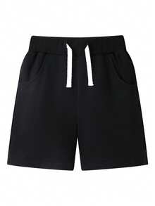 2pcs Young Boy Navy & Black Shorts Set, Summer - Multicolor - View 4