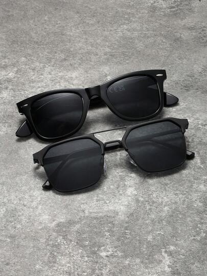 2 件复古金属框太阳镜，男女通用经典装饰太阳镜，适合户外旅行、海滩、休闲装、驾驶、防紫外线