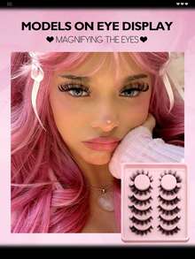 6 Pairs Manga Lashes Cat Eye Lashes Faux Mink Eyelashes Fox Eye Eyelashes Natural Full False Eyelashes Cosplay Travel Essentials Makeup Tools (8-15) - Black - View 4