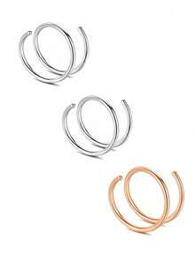 1/3/5Pcs/1Set Women's Bilayer Piercing Nose Ring Lip Ring Gold/Black/Silver/Color/Rose Gold Stainless Steel Piercing Nose Ring Body Jewelry