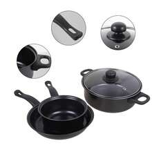 13pcs Cookware Set - Non-Stick Saucepans Pot/Frying Pan/Casserole Pot -Includes Glass Lid And Kitchen Tools - Black - View 9