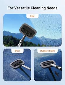AstroAI Windshield Cleaner, Microfiber Car Window Cleaner With 4 Reusable And Washable Microfiber Pads And Extendable Handle Auto Inside Glass Wiper Kit Blue - Gray - View 5
