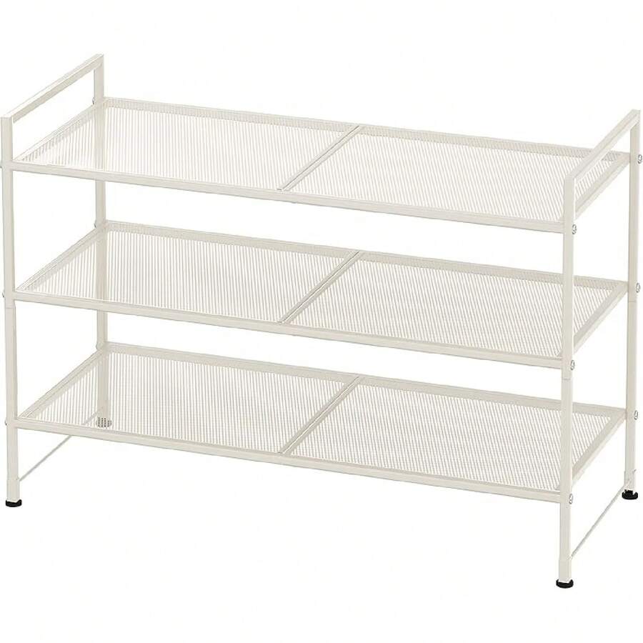 Simple Houseware 3-Tier Stackable Shoes Rack Storage Shelf, Bronze-Cll - White - View 1