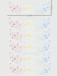 6pcs Glitter Freckle Face Holographic Temporary Tattoo Stickers, Glitter Freckle, Heart Shaped Glitter Tattoo, Waterproof Temporary Tattoo For Adults, Makeup, Party, Festival Accessories - Multicolor - View 3