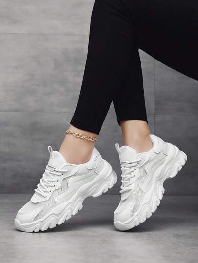 Zapatillas casuales para mujer, zapatillas ligeras y transpirables con parches de colores mixtos y cordones, sandalias de cuña para mujer, zapatillas versátiles para correr, zapatos casuales de cuero con parches para mujer, zapatillas casuales planas y gruesas para mujer, zapatillas deportivas casuales para mujer, nuevas zapatillas casuales ligeras y transpirables para mujer, zapatos de trabajo de moda simple con perforaciones y parches de cuero para mujer, zapatos de baile de malla calada para mujer