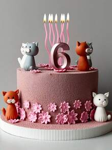 6 cây nến Macaron cong màu hồng dùng để trang trí bánh sinh nhật - Hồng - Xem 10