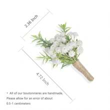 1pc White Elegant Partysu Boutonniere For Men Wedding Boutonniere White Bohemia