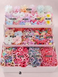 940pcs Colorful Faux Flower Hair Clips, Bowknot Hair Ties, Simple Girl Hair Accessories For Beach Holiday, Daily Use And Gift - Multicolor - View 8