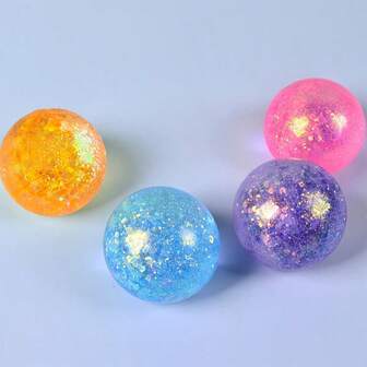 6厘米麦芽胶减压球，柔软挤压感官玩具，抗压力珍珠彩虹色慢回弹挤压球