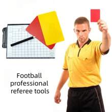 1 Set/3 Sets Of Red & Yellow Football Referee Tools: Red Card + Yellow Card, Outdoor Soccer Professional Referee Tool Kit With Paper, Pen And Leather Case
