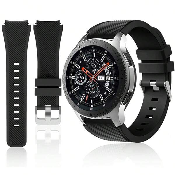 1 paquete de 22mm Bandas de silicona, compatibles con Samsung Gear S3 Frontier/Classic, brazalete de silicona, correa de silicona deportiva de repuesto compatible con Samsung Gear S3 Frontier / S3 Classic, compatible con Huawei Watch 2 Pro/GT/GT2(46mm)/GT2E/GT2 Pro/Watch 3/3 Pro, correa de reloj universal de silicona suave de 22mm