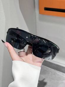 1 Pair Frameless Fashion Glasses, Suitable For Vacation, Travel, Sports, Driving, Beach, Festivals, Streetwear, Fishing, Outdoor Activities, Parties For Summer Beach Vacation,Outdoor,Travel Shades Street Y2k Style Oversized Wrap Frame For Music Festival Preppy Style For Back To School - Multicolor - View 6