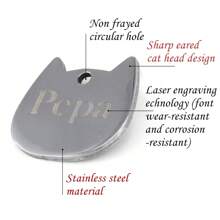 Customized Cat Shaped Name Tag, Pet ID Tag, Cat Accessories, Collar Pendant, Various Fonts And Colors Available