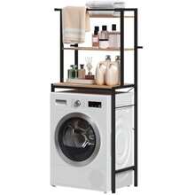 EUGAD Scaffale Sopra Lavatrice A 3 Livelli Mobile Sopra WC Autoportante With Asta Di Sospensione Mobile Sopra Lavatrice Per Bagno Or Lavanderia 67x40x162cm - Gỗ sồiLight+Đen - Xem 1