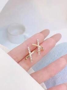 1 Pair Fashionable Minimalist Cross Design Earrings