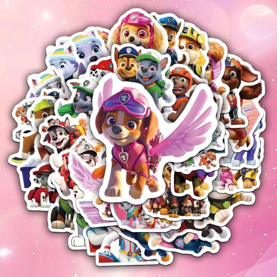 Paw Patrol 85入 汪汪隊立大作戰卡通可愛趣味塗鴉貼紙 個性創意裝飾貼紙 適用於剪貼簿、行李箱、吉他、鉛筆盒，禮物與學校用品貼紙 - 彩色 - 查看 1
