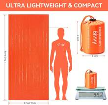 Esky Emergency Sleeping Bag, Portable Emergency Blanket Thermal Bivy Sack, Waterproof Lightweight Survival Gear With Compass For Camping Hiking Outdoor Adventure - Orange - View 5