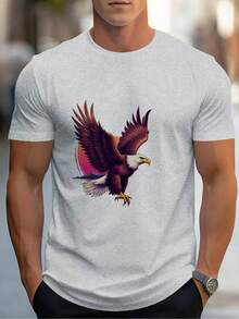 Summer New Casual Men's Short Sleeve T-Shirt- Light Blue Watercolor Stain On A White Background_3.Jpg - 灰色 - 查看 1